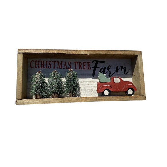 Hobby Lobby Rustic Christmas Tree Farm Print Farmhouse Primitive Country - Picture 1 of 6